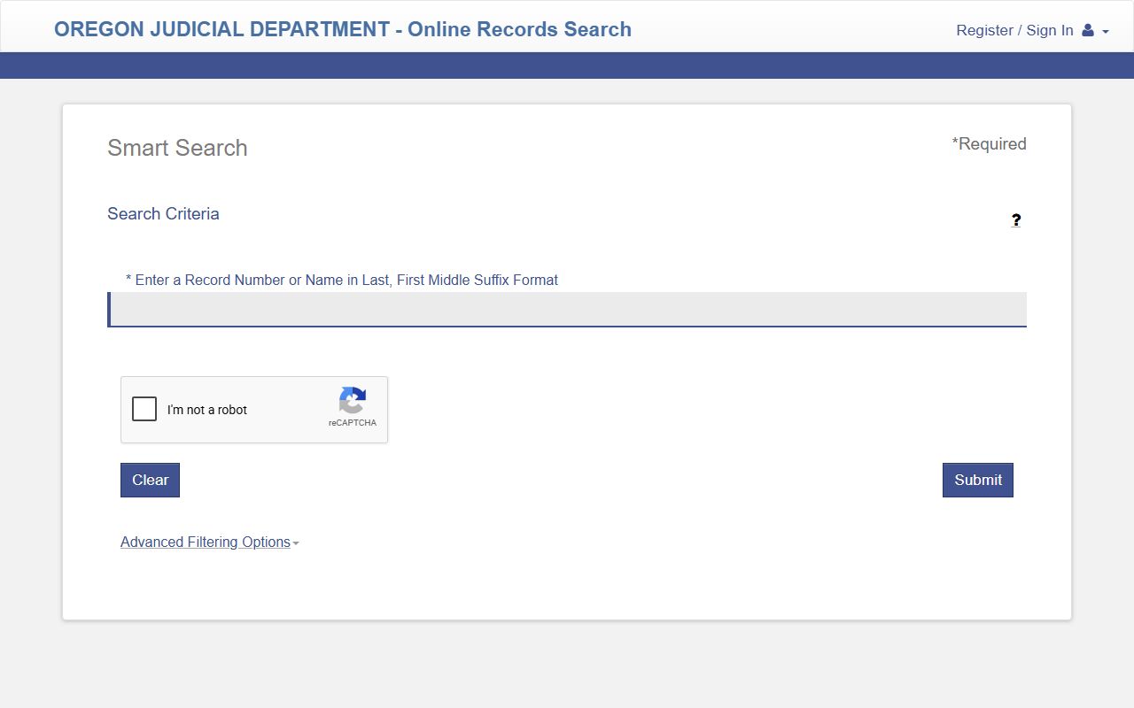 Clatsop County court records after arrest Smart Search fields